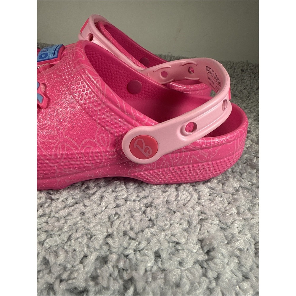 Crocs Kids Mattel Pink Barbie Classic Clogs 211406-90H Size J3 nwt - Picture 6 of 11